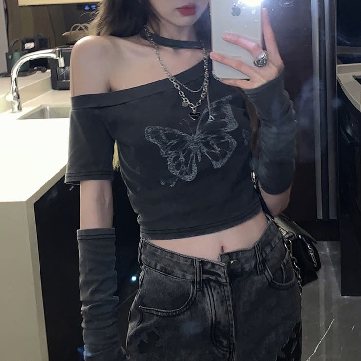 【SHOPLIST限定】バタフライヴァンテージ蝶々プリントスリーブ付きTシャツ | 17kg | 詳細画像3 