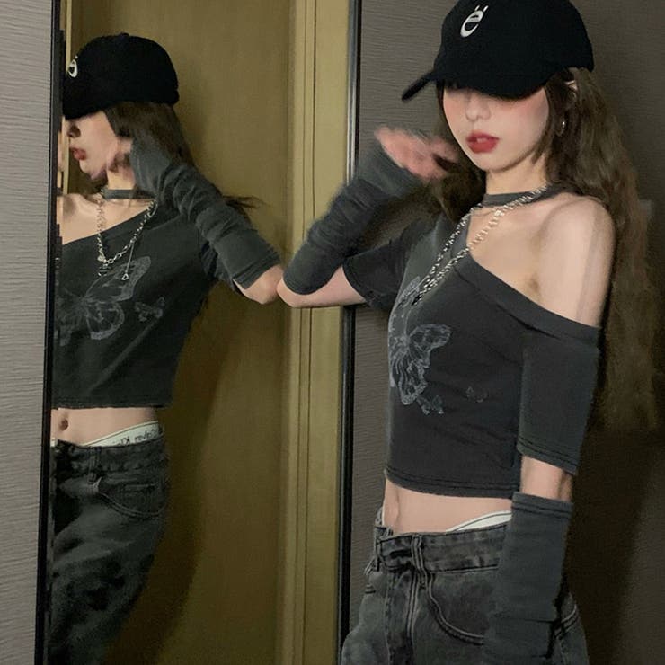 【SHOPLIST限定】バタフライヴァンテージ蝶々プリントスリーブ付きTシャツ | 17kg | 詳細画像6 
