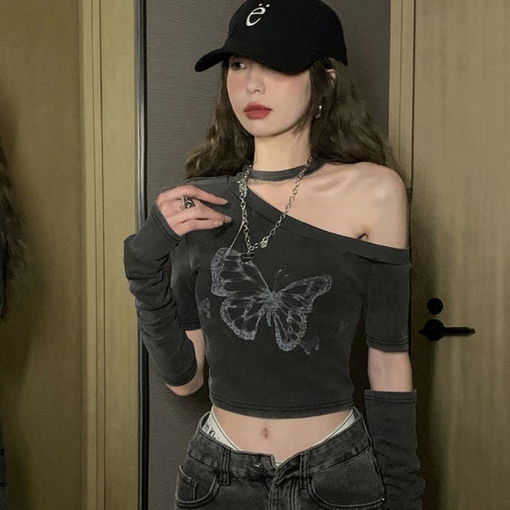 【SHOPLIST限定】バタフライヴァンテージ蝶々プリントスリーブ付きTシャツ | 17kg | 詳細画像9 