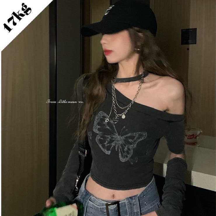 【SHOPLIST限定】バタフライヴァンテージ蝶々プリントスリーブ付きTシャツ | 17kg | 詳細画像1 