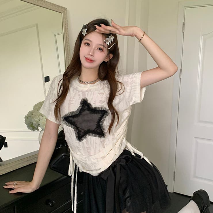 【SHOPLIST限定】レトロ星柄デザイン感バーサタイルTシャツ | 17kg | 詳細画像15 