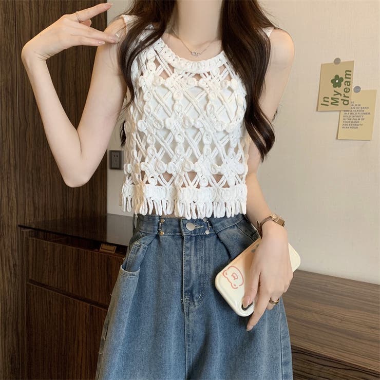 【SHOPLIST限定】優しい雰囲気のあるヴァンテージ透かし編みブラウス | 17kg | 詳細画像13 