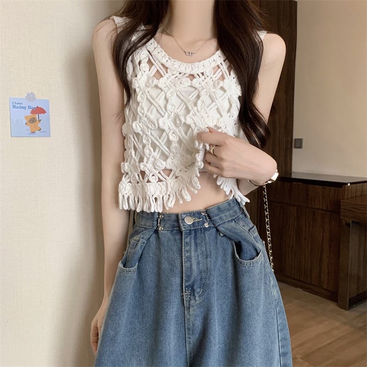 【SHOPLIST限定】優しい雰囲気のあるヴァンテージ透かし編みブラウス | 17kg | 詳細画像14 