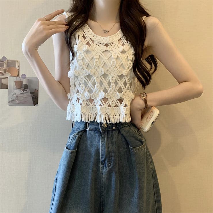 【SHOPLIST限定】優しい雰囲気のあるヴァンテージ透かし編みブラウス | 17kg | 詳細画像17 