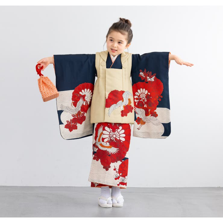 本物 新品】正絹 七五三用赤色花柄着物 分かっ 七五三