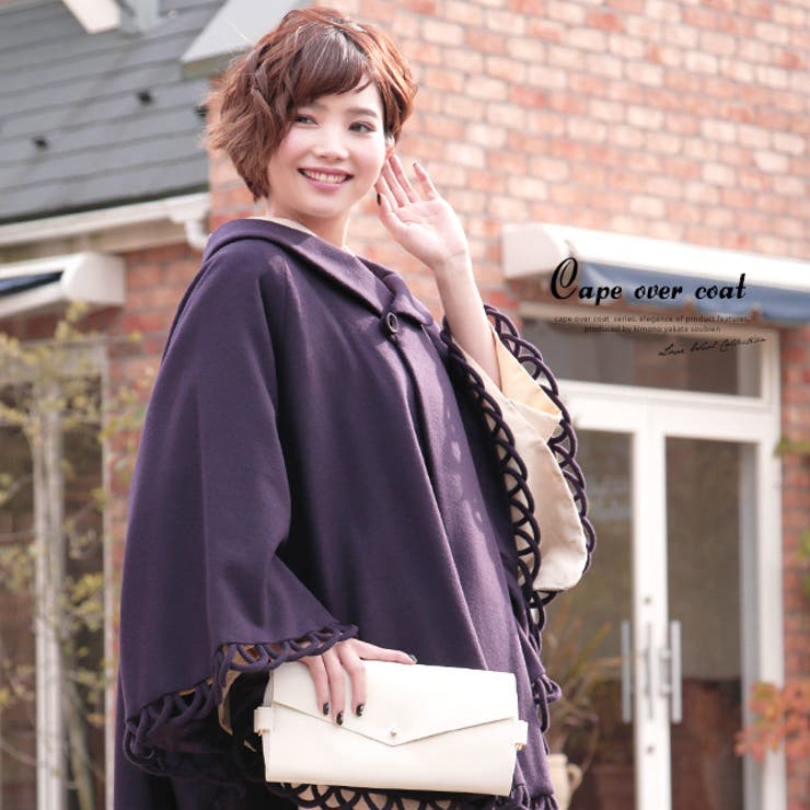 ダークパープル ファーポンチョケープ k6166zb_1.jpg