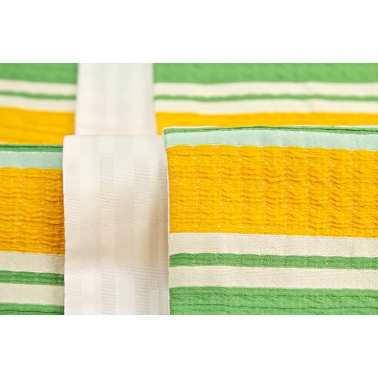 半幅帯 浴衣 小紋 夏着物 緑系 しじら織り 縞 半巾帯 細帯[品番 