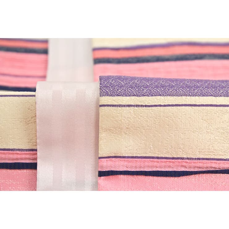 半幅帯 浴衣 小紋 夏着物 ピンク系 しじら織り 縞 半巾帯 細帯 | SOUBIEN | 詳細画像2 