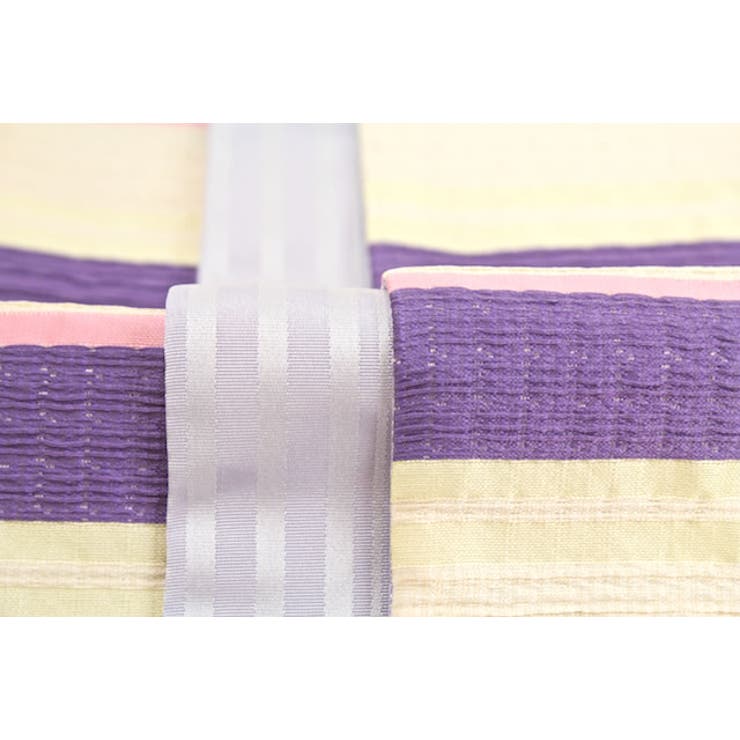 半幅帯 浴衣 小紋 夏着物 ベージュ系 しじら織り 縞 半巾帯 細帯 | SOUBIEN | 詳細画像2 