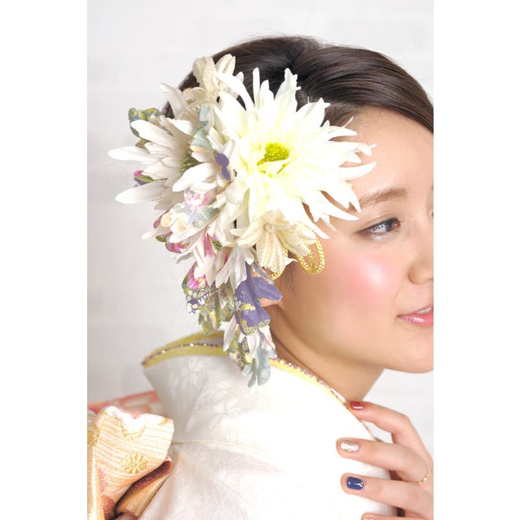 コーム式のお花の髪飾り