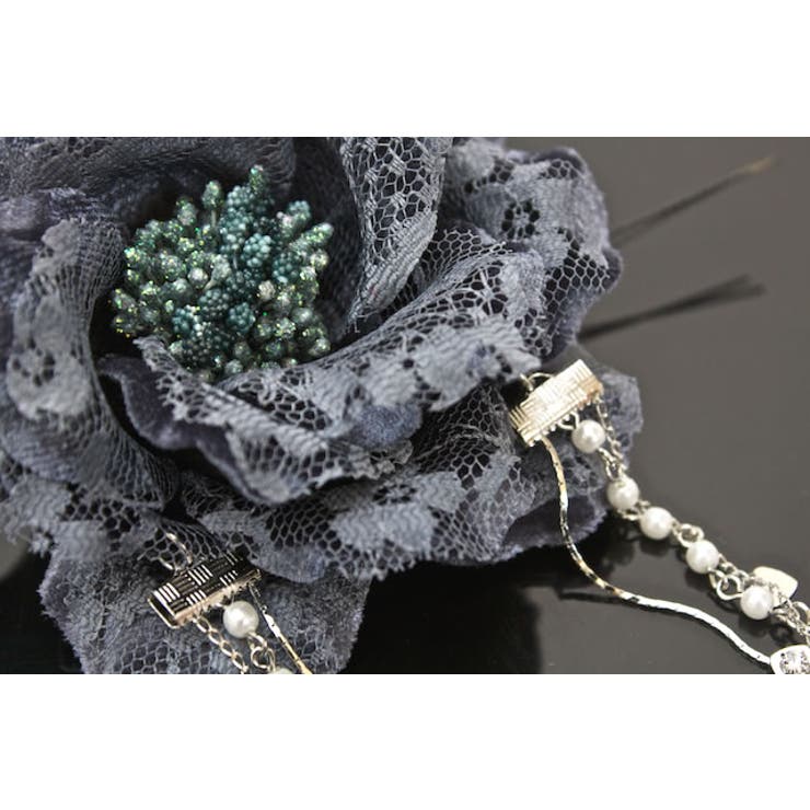 髪飾り グレー 花 レース ベルベット パール 成人式 | SOUBIEN | 詳細画像2 