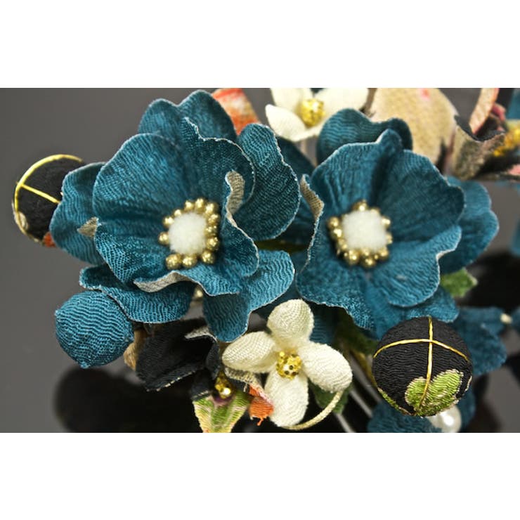 髪飾り 2点セット 青 花 フラワー 和柄 リボン パールビーズ 成人式 | SOUBIEN | 詳細画像5 
