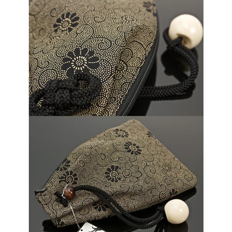 印伝 印傳 巾着 信玄袋 男物 着物 黒 鹿革[品番：SBEW0000661