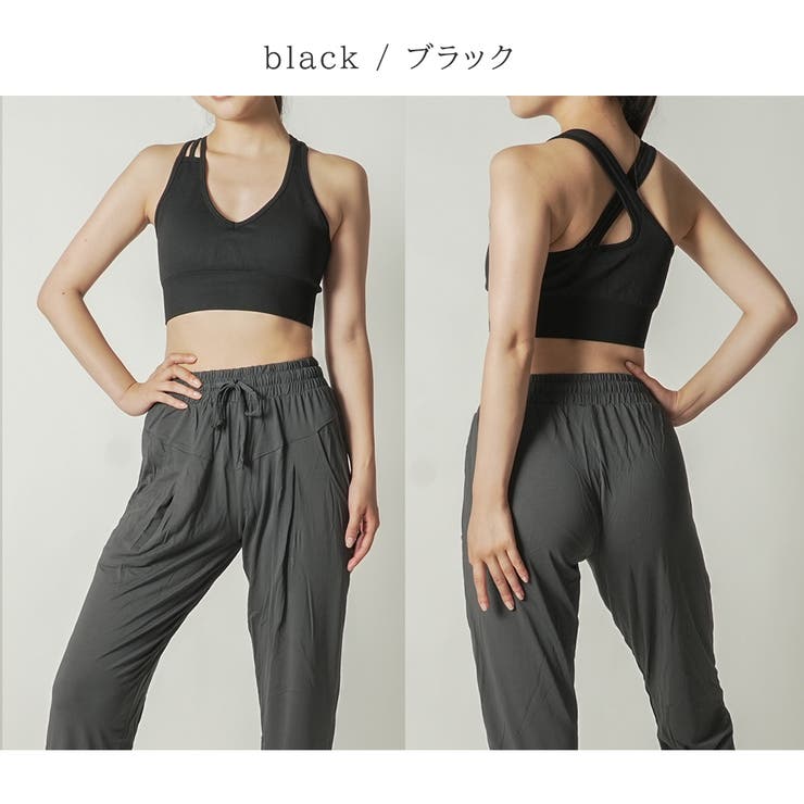 ブラック | スリーストラップブラ トップス スポーツウェア | Spero