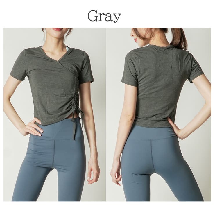 グレー | スリムサイドストラップT トップス スポーツウェア | Spero