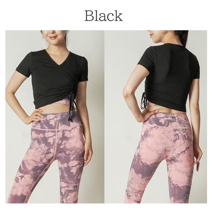 ブラック | スリムサイドストラップT トップス スポーツウェア | Spero