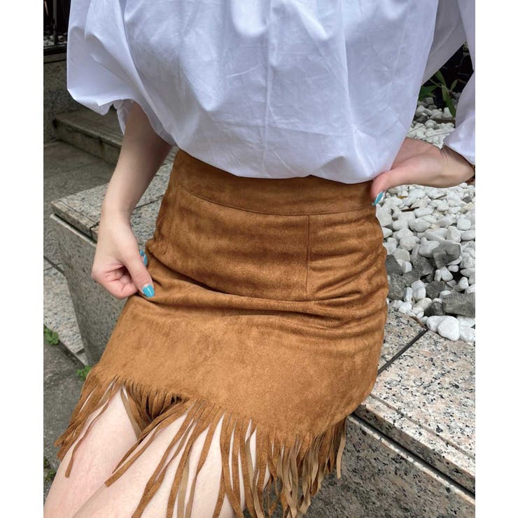 スウェード　フリンジ　スカート　vintage スウェードフリンジSK[品番：SPGW0002940]｜SPIGA（スピーガ）の