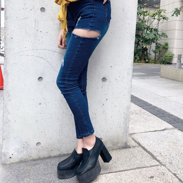 サイドスリットダメージスキニーパンツ[品番：SPGW0000009]｜SPIGA  