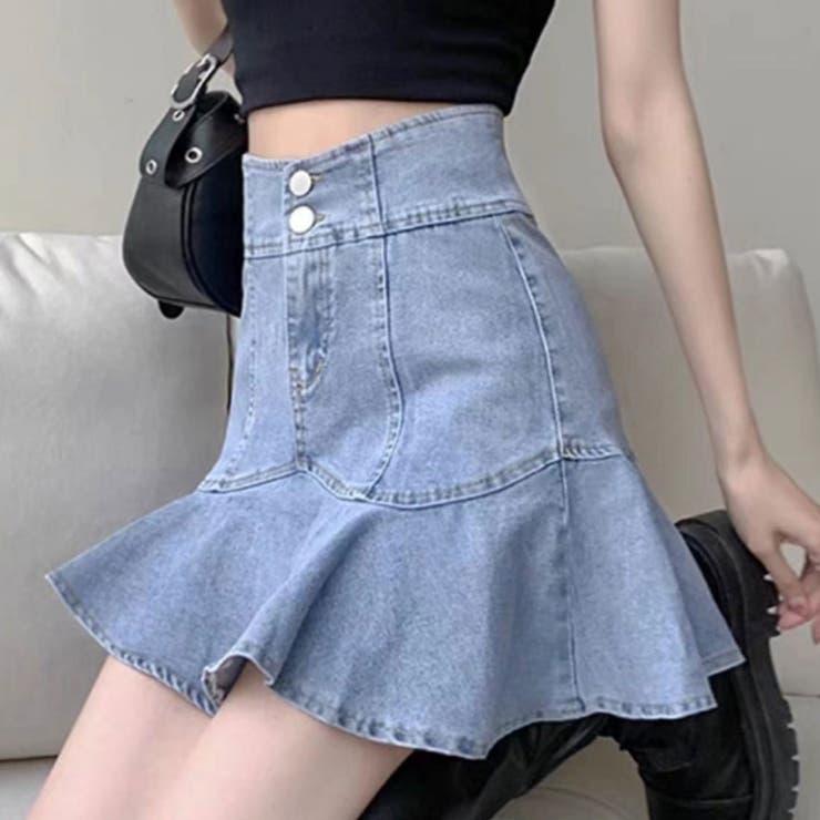 裾フレア2つ釦デニムスカート[品番：SPGW0002485]｜SPIGA（スピーガ  