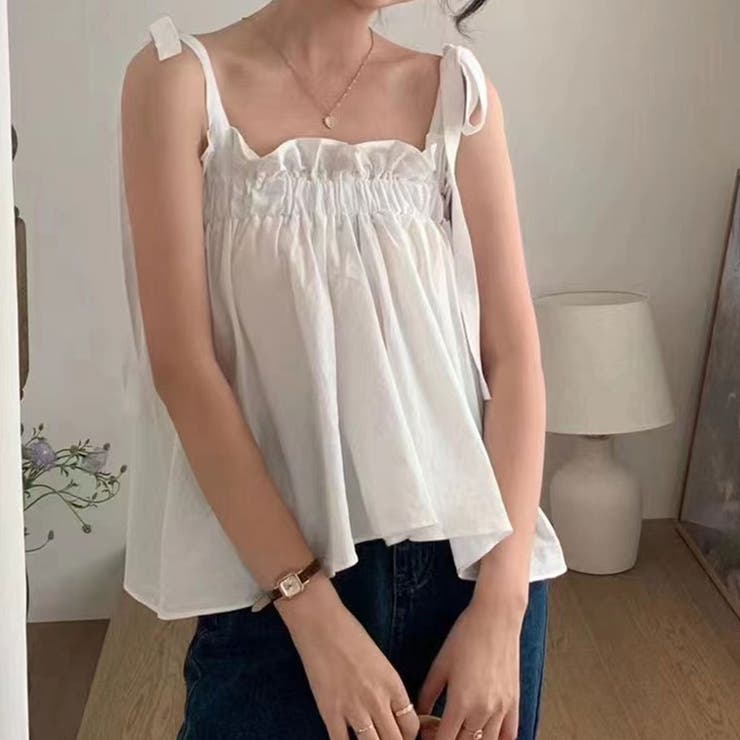 肩リボンシャーリングキャミトップス[品番：SPGW0002491]｜SPIGA