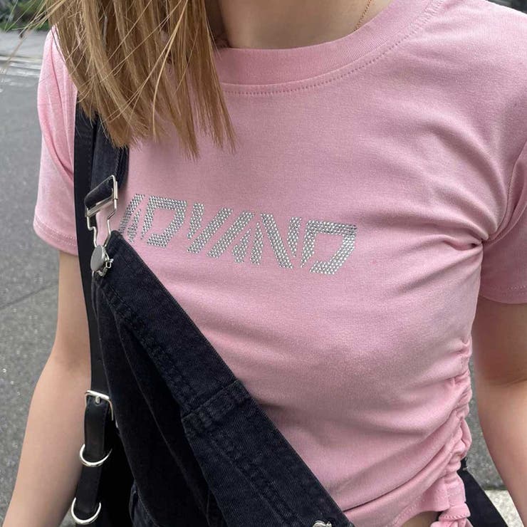 【ピンク】ラインストーンロゴTシャツ[品番：SPGW0002881]｜SPIGA（スピーガ）のレディースファッション通販｜SHOPLIST（ショップリスト）