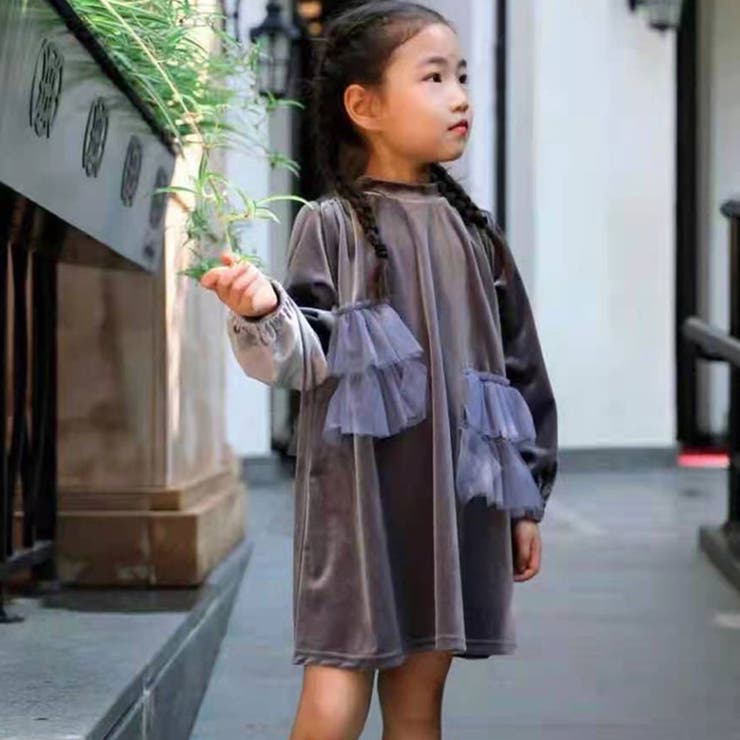 チュールフリルベロアワンピース 品番 Spgw Iosonomao イオソノマオ のキッズ ファッション通販 Shoplist ショップリスト