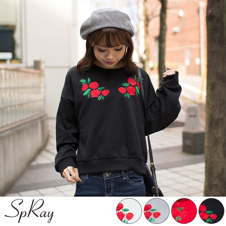 バラ刺繍スウェット[品番：SPRW0002195]｜SpRay（スプレイ）の 