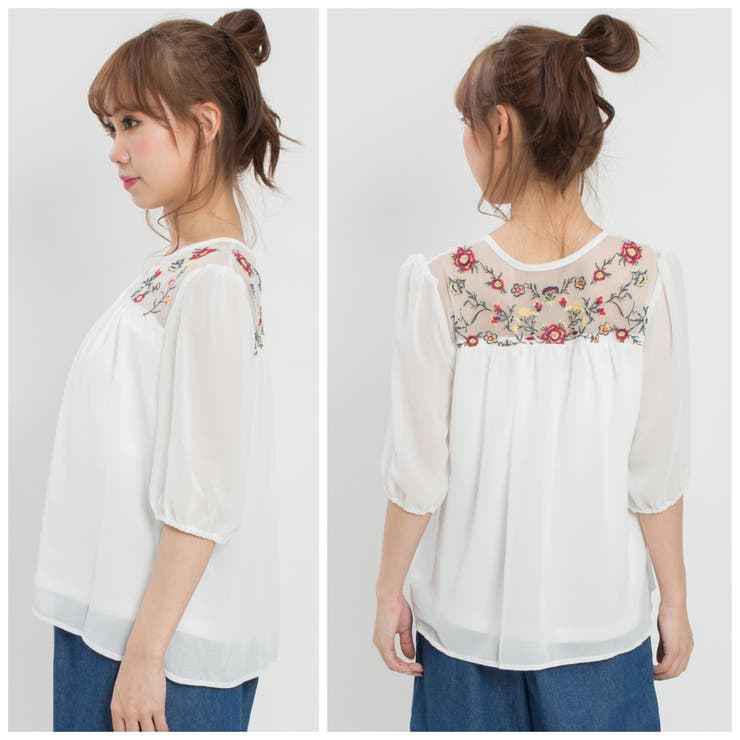 花刺繍チュールブラウス[品番：SPRW0002433]｜SpRay（スプレイ