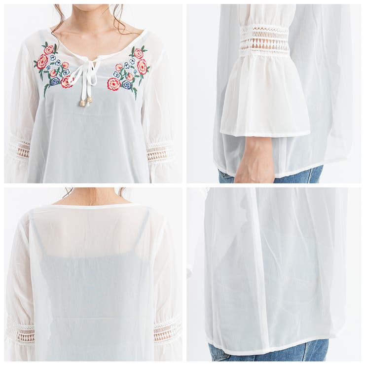 お花刺繍ブラウス OLIVE des OLIVE（オリーブデオリーブ）の「【WEB限定】お花刺繍