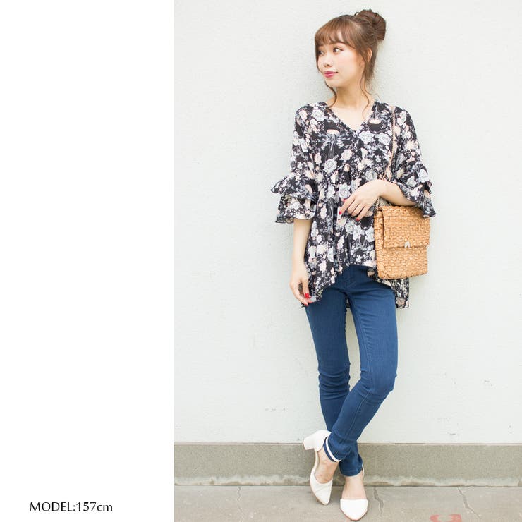 花柄5分袖チュニック[品番：SPRW0002738]｜SpRay（スプレイ