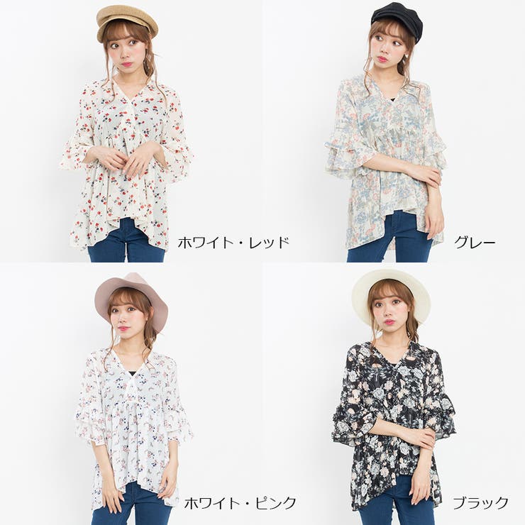 花柄5分袖チュニック[品番：SPRW0002738]｜SpRay（スプレイ