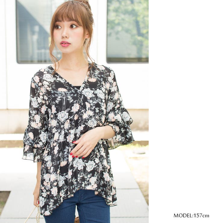 花柄5分袖チュニック[品番：SPRW0002738]｜SpRay（スプレイ