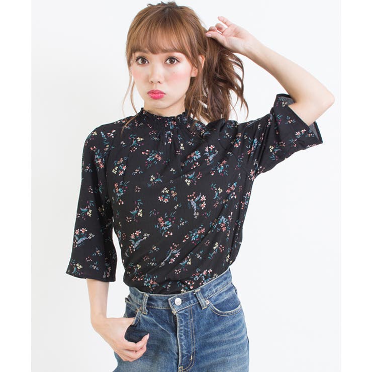 花柄シャーリング七分ハイネック | SpRay | 詳細画像3 