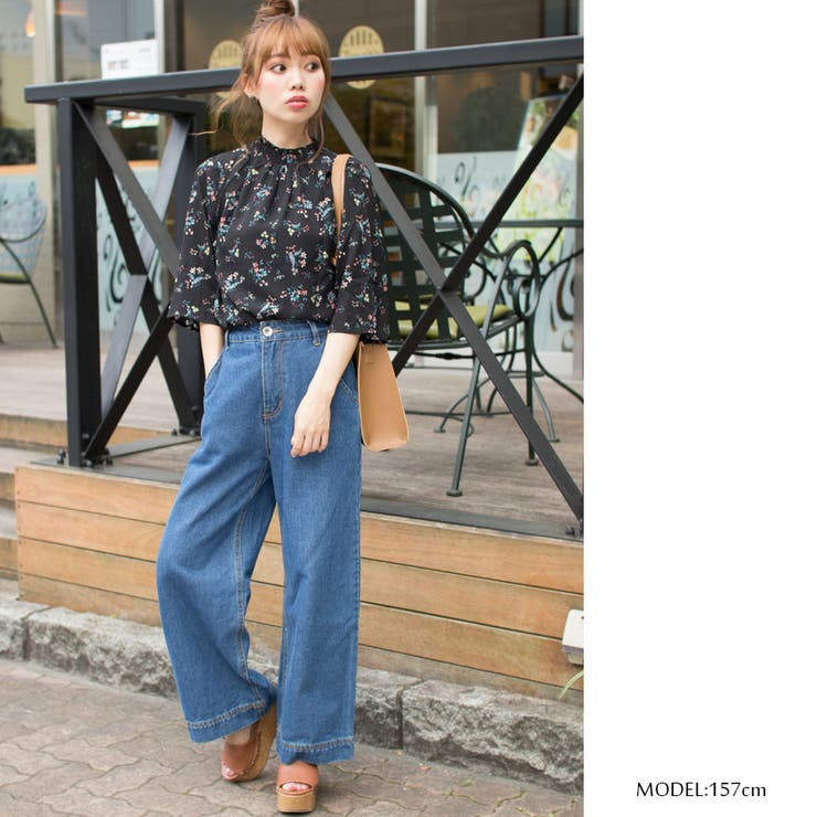 花柄シャーリング七分ハイネック | SpRay | 詳細画像2 