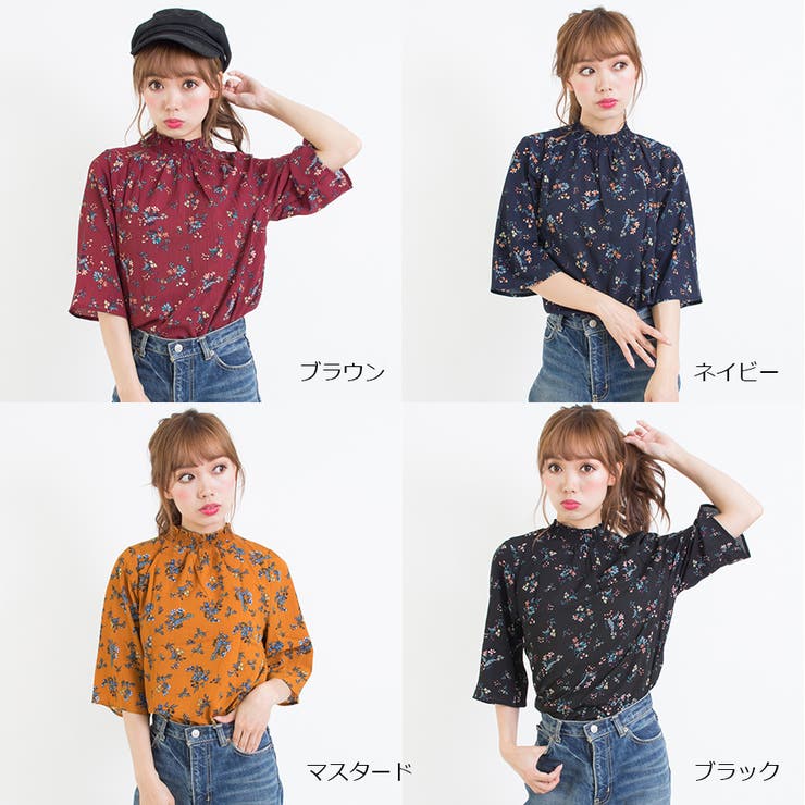 花柄シャーリング七分ハイネック | SpRay | 詳細画像7 