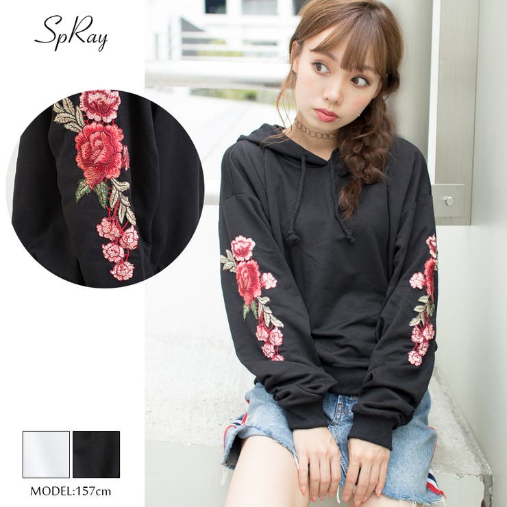 袖バラモチーフパーカー[品番：SPRW0002979]｜SpRay（スプレイ）の