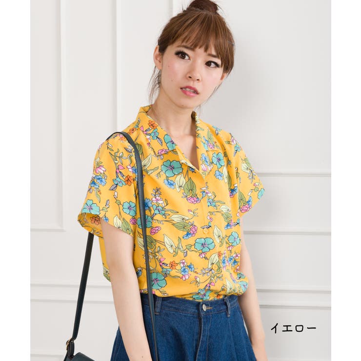レトロ花柄オープンカラーシャツ[品番：SPRW0004754]｜SpRay（スプレイ 
