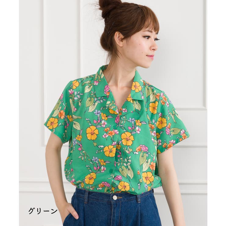 レトロ花柄オープンカラーシャツ[品番：SPRW0004754]｜SpRay（スプレイ