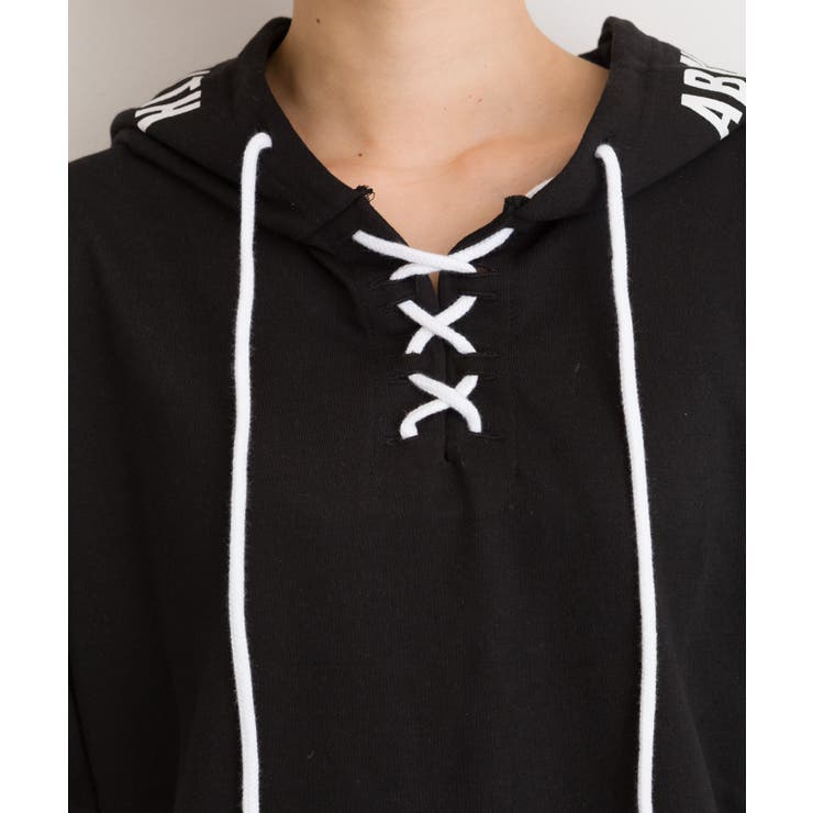 袖ロゴクロップド半袖パーカー | SpRay | 詳細画像8 