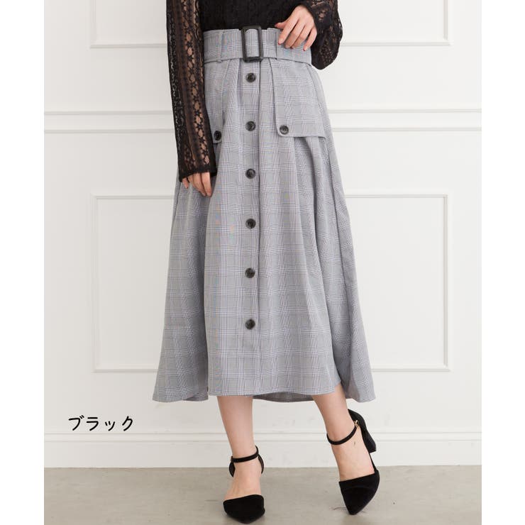 ベルト付チェックトレンチスカート[品番：SPRW0003693]｜SpRay  