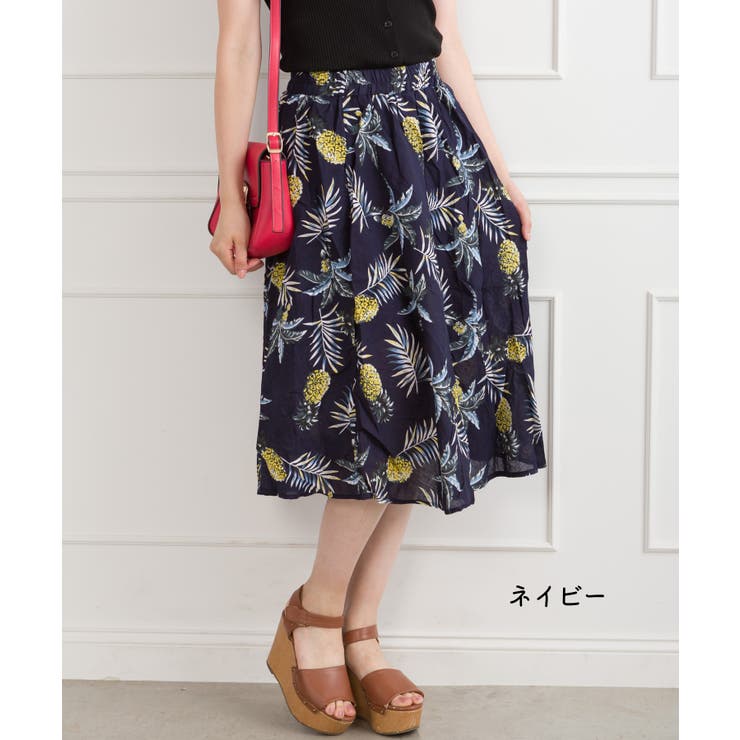 パイナップル柄フレアスカート[品番：SPRW0004634]｜SpRay（スプレイ