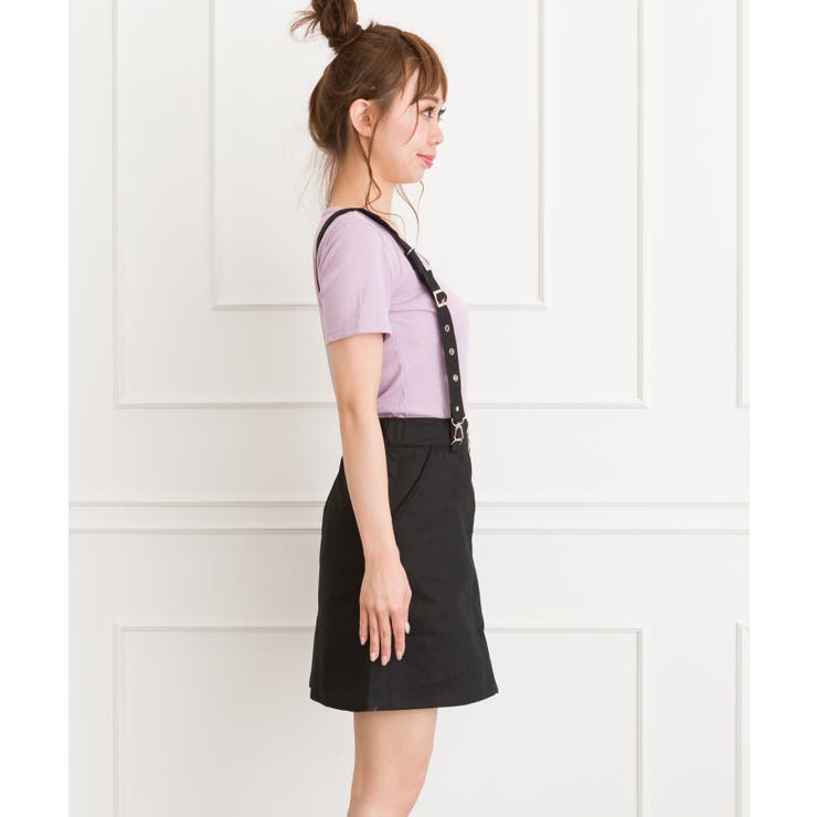 サスペンダー付ZIP台形ミニスカート[品番：SPRW0003929]｜SpRay