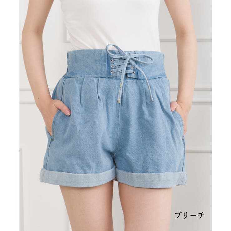 デニムレースアップショートパンツ[品番：SPRW0004745]｜SpRay