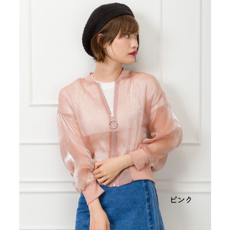 シースルー七分ブルゾン[品番：SPRW0004173]｜SpRay（スプレイ