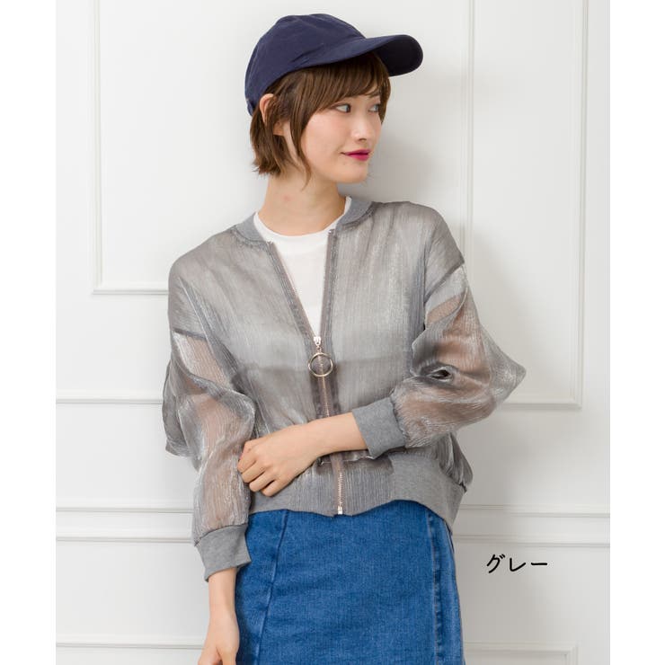 シースルー七分ブルゾン[品番：SPRW0004173]｜SpRay（スプレイ