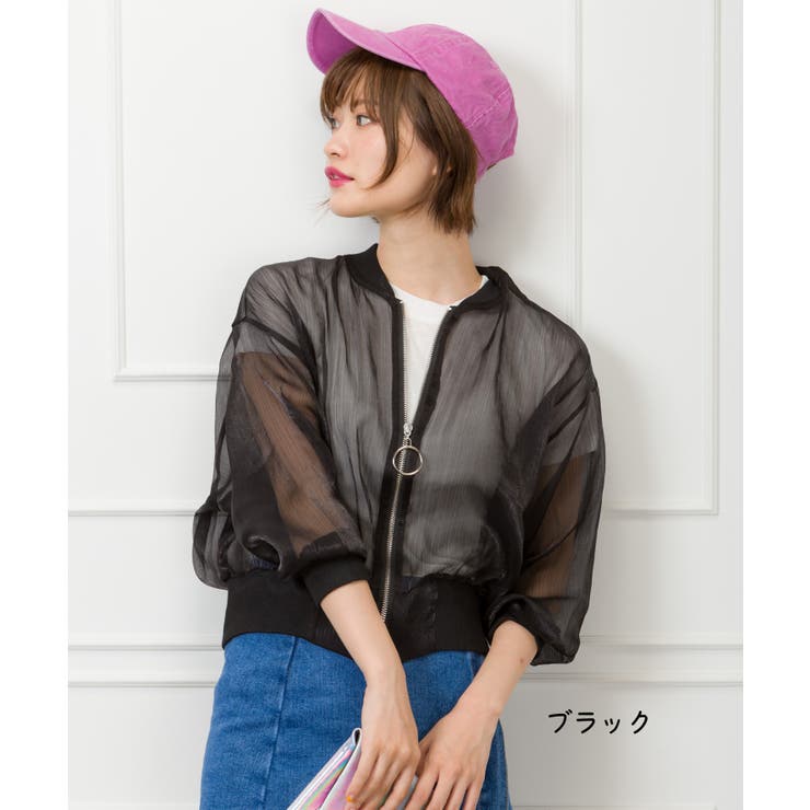 シースルー七分ブルゾン[品番：SPRW0004173]｜SpRay（スプレイ