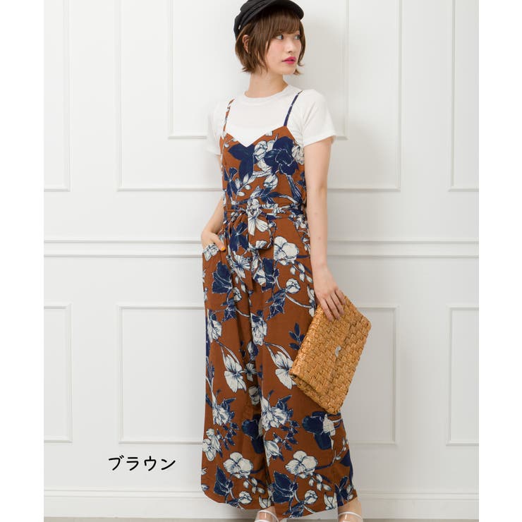 大花柄キャミオールインワン[品番：SPRW0004165]｜SpRay（スプレイ 