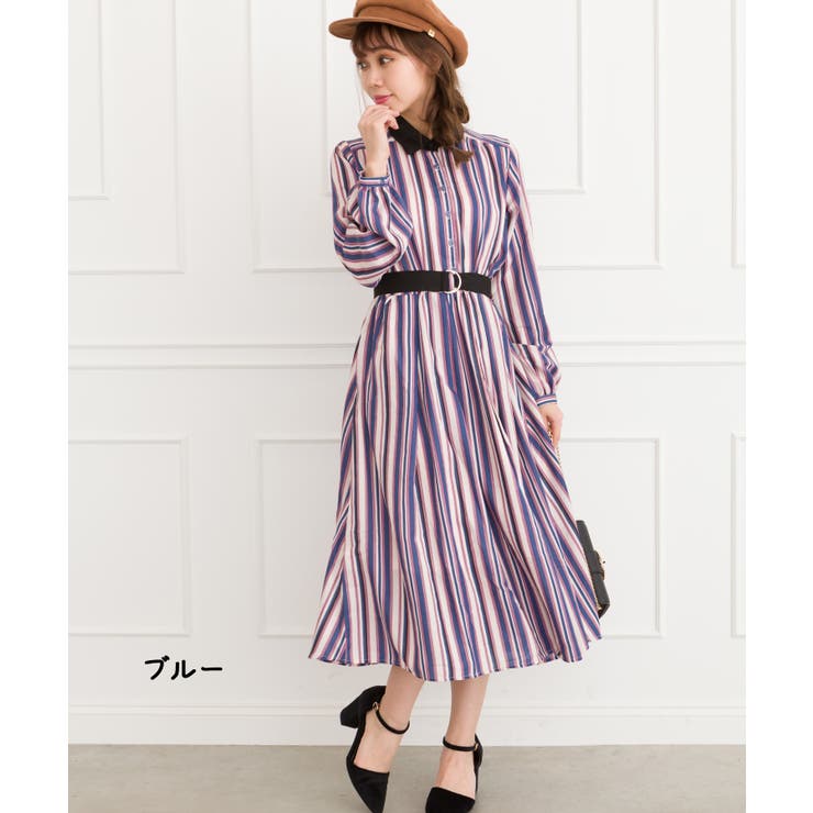 美品 ハンティングワールド リネンシャツワンピース チュニック ストライプ 紺 6color/S-LLsize》ダブルポケットシャツワンピース【吸水速乾/防