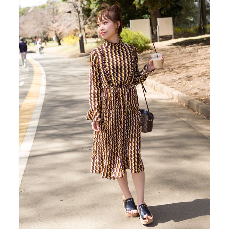 幾何学スタンドフリルワンピース/MEGA SALE CM 白石麻衣着用 | SpRay | 詳細画像2 