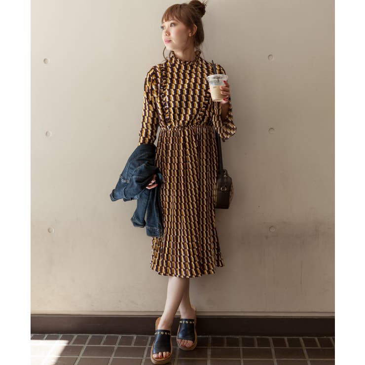 幾何学スタンドフリルワンピース/MEGA SALE CM 白石麻衣着用 | SpRay | 詳細画像5 